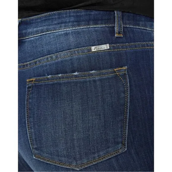 Kancan Mid Rise Dark Wash Classic Slim Flare Jeans Light Distressing – NWT - Picture 10 of 13